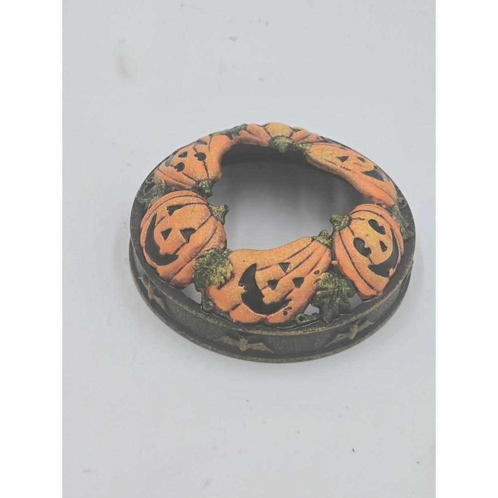 Yankee Candle Halloween Jack-O-Lantern Pumpkin Bat Metal Illuma-Lid Jar Topper